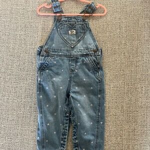 Oshkosh B’gosh Heart Patch Denim Overalls in Blue